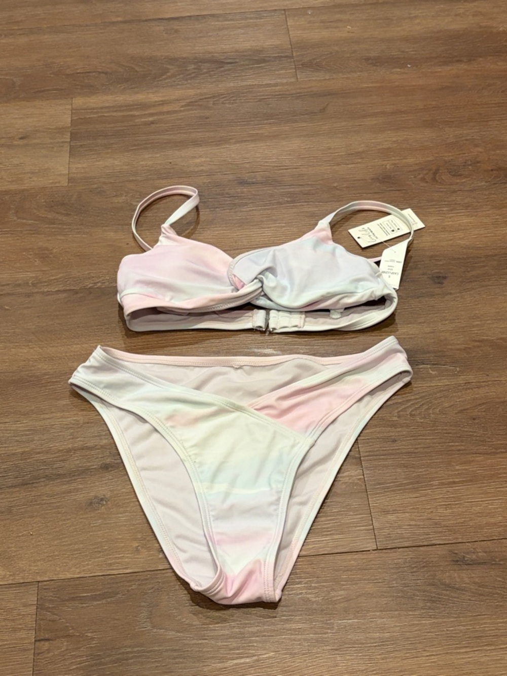 Cupshe tie dyed Soft Pink, Mint & Lilac bikini small